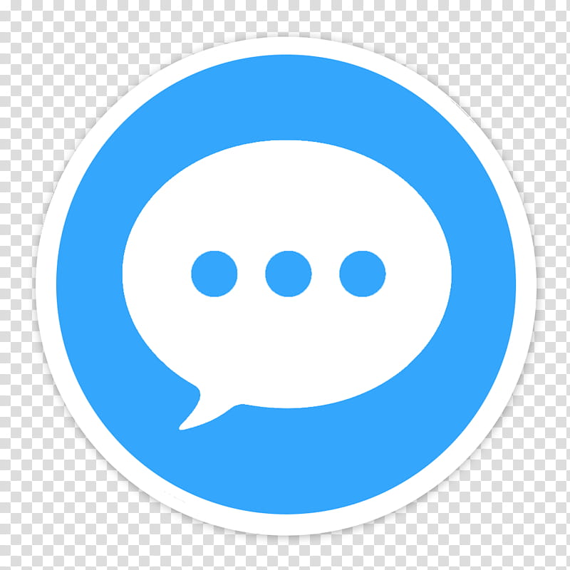 Flader  default icons for Apple app Mac os X, Messages, round white and blue chat icon transparent background PNG clipart