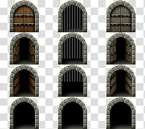 !$dungeon Of Sorrow Gate, assorted gray stone arched doors illustration transparent background PNG clipart