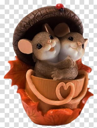 two brown mice inside jar figurine transparent background PNG clipart