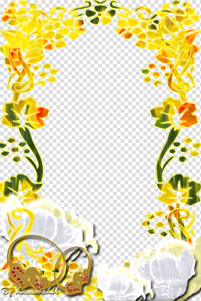 Lav Frame, yellow and white floral framed frame transparent background PNG clipart