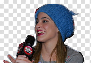 Violetta Martina Stoessel, woman wearing blue knit cap transparent background PNG clipart