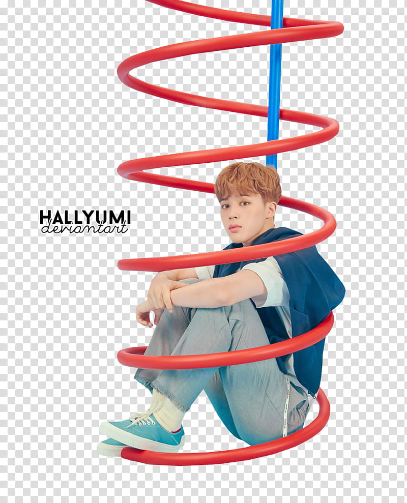 BTS Love Yourself Answer F Ver, man sitting inside red coil transparent background PNG clipart
