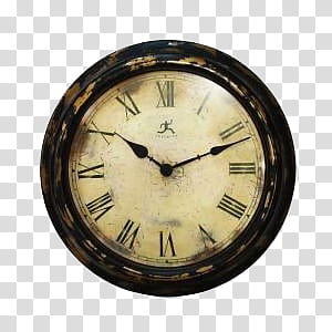 Old times , round black Roman-analog wall clock transparent background PNG clipart