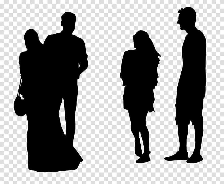 People Architecture, Silhouette, Standing, Human, Gesture, Conversation, Blackandwhite, Family transparent background PNG clipart