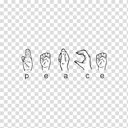 , sketch of hand alphabets and peace text transparent background PNG clipart