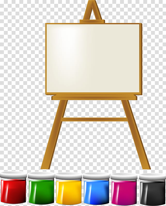 Easel, Painting, Drawing, Painter, Artist, Paint Brushes, Canvas, Yellow transparent background PNG clipart