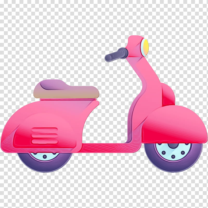 pink vehicle kick scooter riding toy transport, Transportation, Delivery, Carriage, Watercolor, Paint, Wet Ink, Wheel transparent background PNG clipart