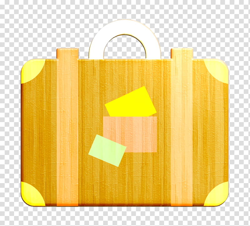 Travel icon Luggage icon, Yellow, Orange, Rectangle, Handbag transparent background PNG clipart