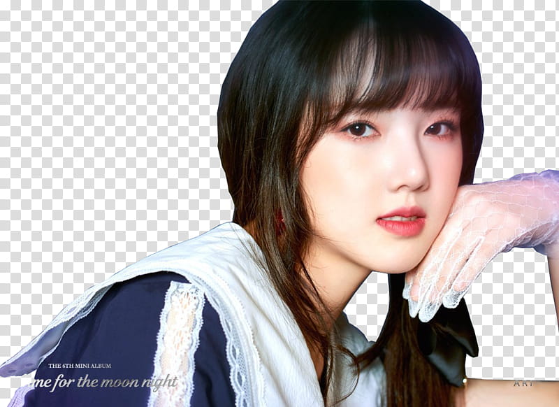 GFriend Time For The Moon Night, woman in white and blue top with left hand on cheek transparent background PNG clipart