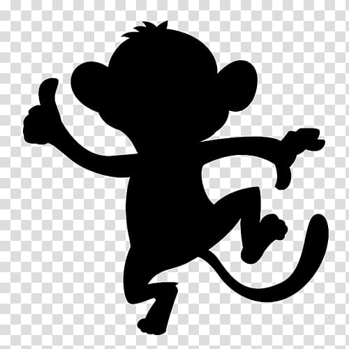 Monkey, Silhouette, Cartoon, Happy, Logo, Symbol transparent background PNG clipart
