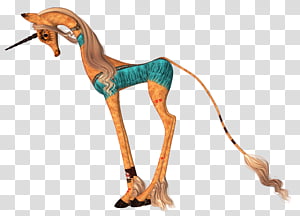 Fantasy Animals 2 , brown and teal unicorn illustration transparent background PNG clipart thumbnail