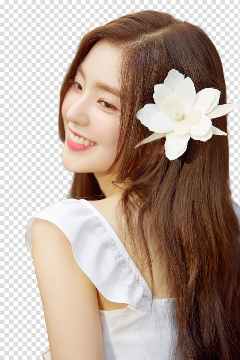 UPDATE RED VELVET SUMMER MAGIC  , smiling woman with flower on her hair transparent background PNG clipart
