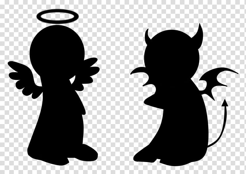 Angel, Devil, Demon, Satan, Fallen Angel, Cartoon, Silhouette, Head transparent background PNG clipart