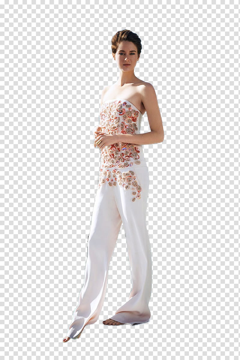 Shailene Woodley, women's white and pink romper pants transparent background PNG clipart