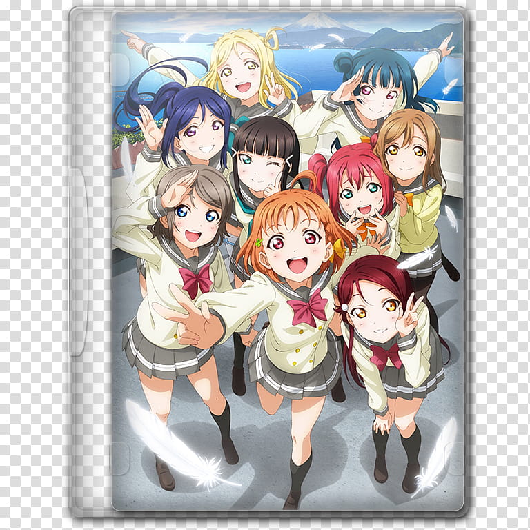 Anime  Summer Season Icon , Love Live! Sunshine!!, female anime characters CD case transparent background PNG clipart