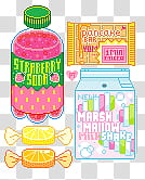 Japanese Food Pixel, strawberry soda bottle illustration transparent background PNG clipart