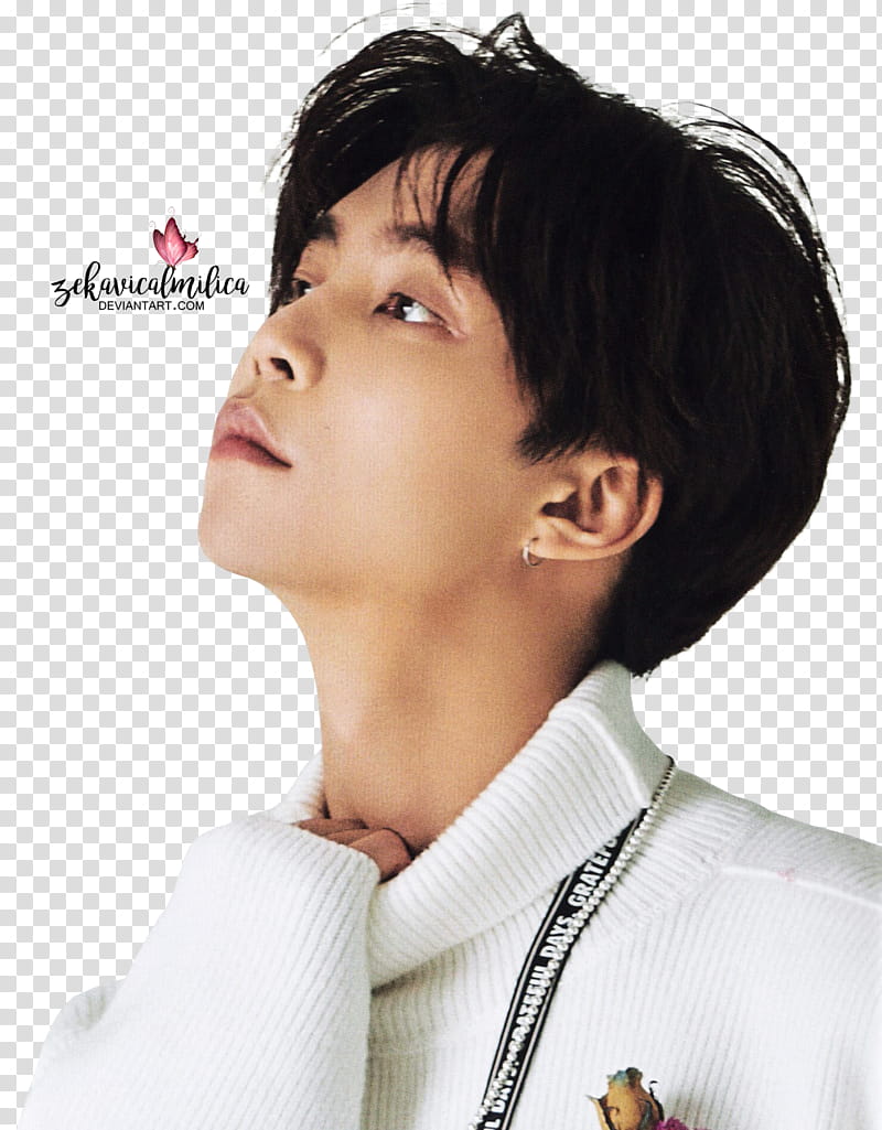 NCT Johnny  Season Greetings, man touching his shirt collar transparent background PNG clipart