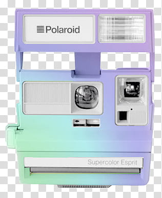 , purple and green Polaroid Supercolor Esprit camera transparent background PNG clipart