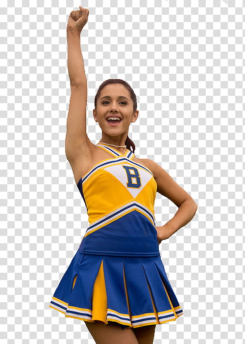 Ariana Grande in Cheerleading Outfit transparent background PNG clipart.