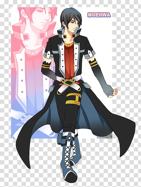 OC adopt  closed, male anime character in black cape transparent background PNG clipart