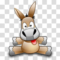 Gloss Dock Icons, eMule, brown and gray donkey showing tongue illustration transparent background PNG clipart