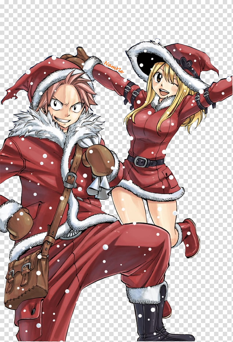 Christmas Natsu and Lucy Render transparent background PNG clipart