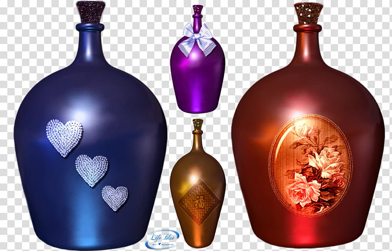 Bottles, assorted-color jars transparent background PNG clipart