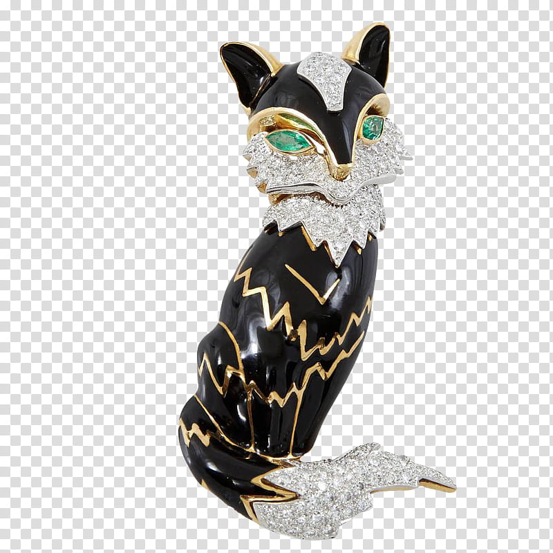 , black an gold-colored cat figurine transparent background PNG clipart
