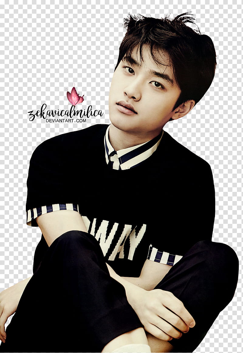 EXO D O Love Me Right, sitting man with legs cross transparent background PNG clipart