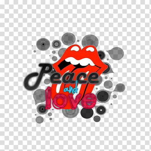 Text , red and black lips with peace and love text illustration transparent background PNG clipart