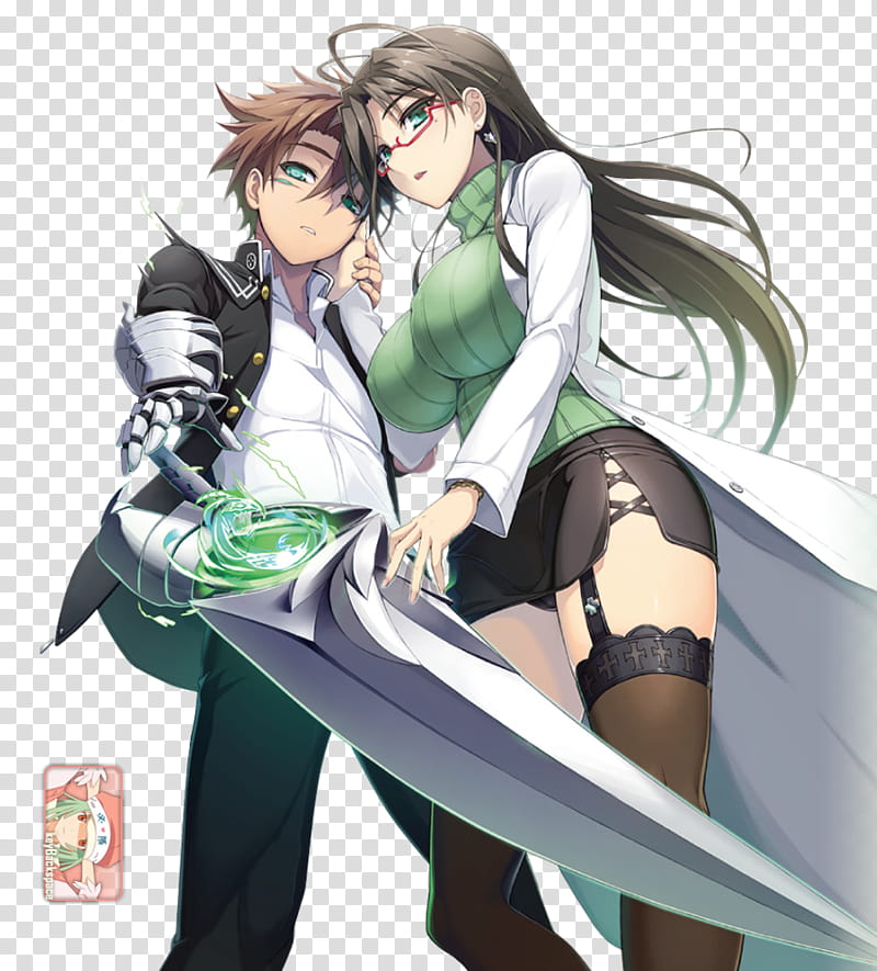 Chisato Basara (Shinmai Maou), Render, two male and female character transparent background PNG clipart