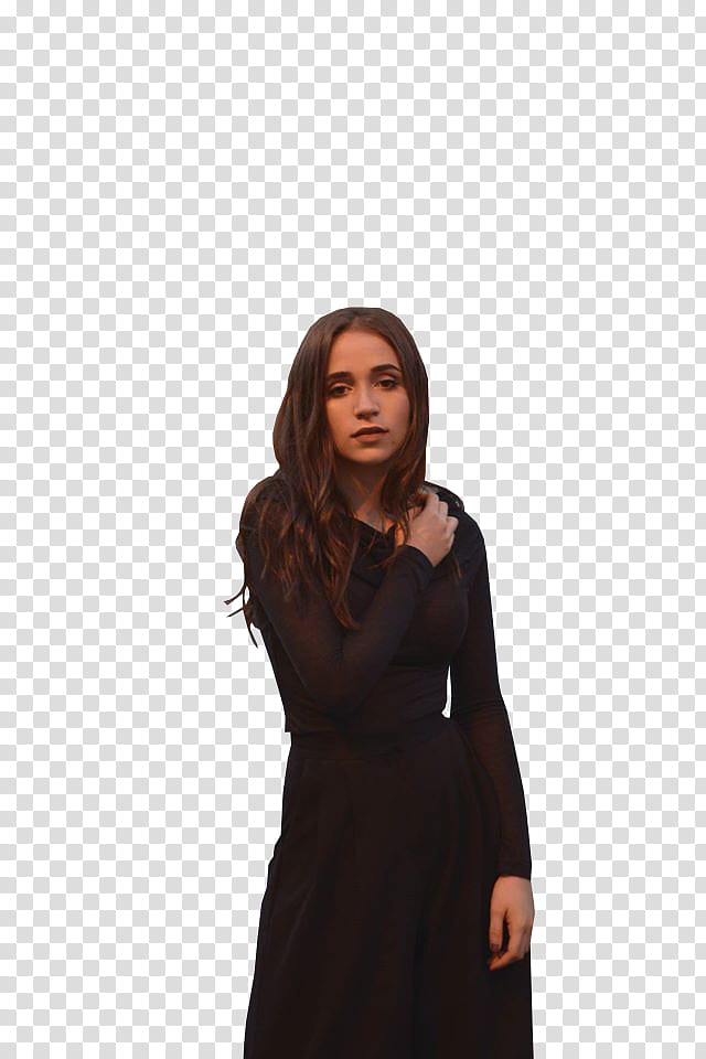 Carolina Kopelioff , woman in black dress standing transparent background PNG clipart
