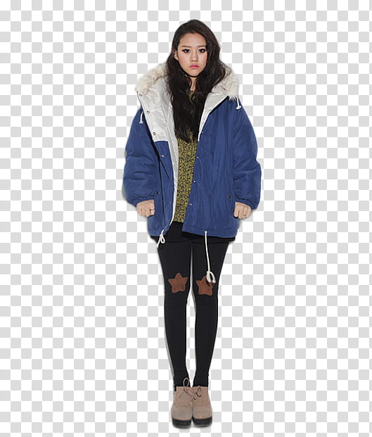 Ulzzang Girl Baek Sumin Yuko, woman standing and wearing jacket transparent background PNG clipart