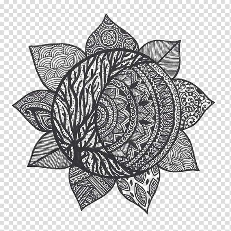 Flower Line Art, Drawing, Mandala, Tattoo, Bohochic, Tattoo Art, Artist, Painting transparent background PNG clipart