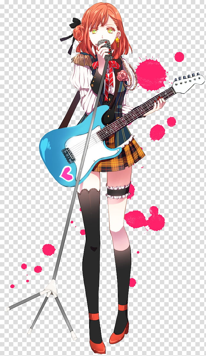Render again, orange haired female anime character singer transparent background PNG clipart