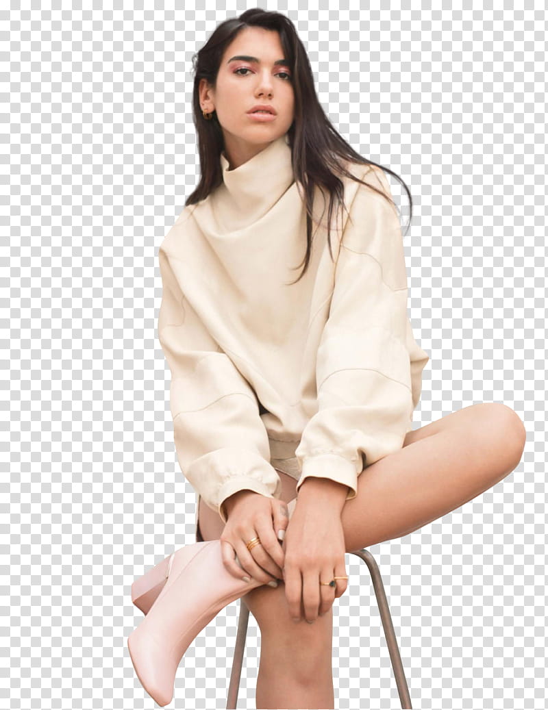 Dua Lipa, of Dua Lipa sitting on chair transparent background PNG clipart