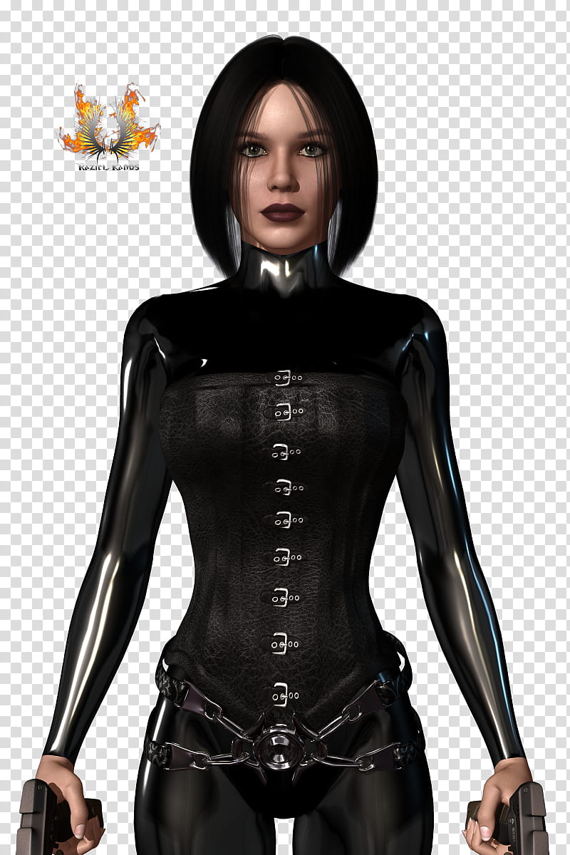Death Dealer , woman wearing black suit transparent background PNG clipart