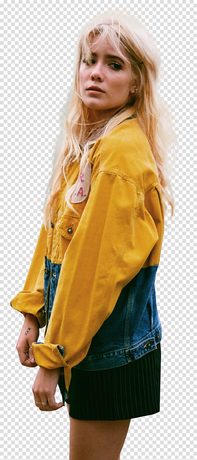 Halsey, woman wearing yellow jacket transparent background PNG clipart