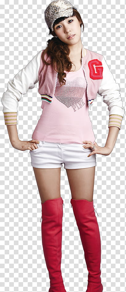 woman in pink and white jacket and shorts transparent background PNG clipart