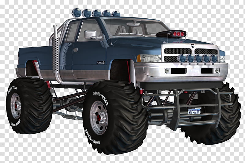 Dodge Big Truck, blue and grey vehicle scale model transparent background PNG clipart