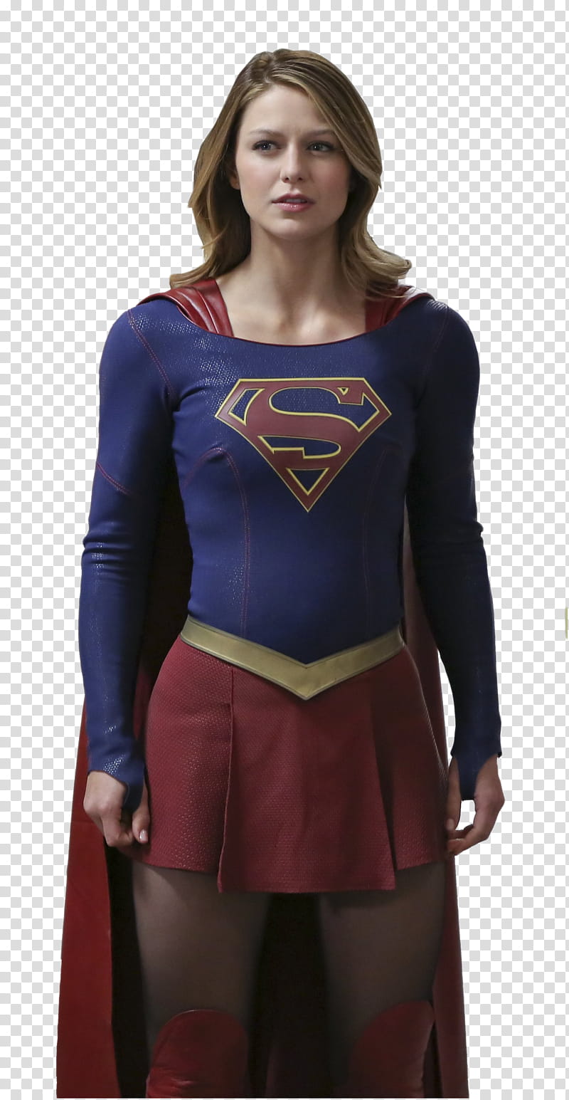 Supergirl, standing woman wearing Super Girl costume transparent background PNG clipart