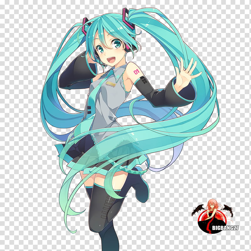 Hatsune Miku vocaloid render , Hatsune Miku transparent background PNG clipart