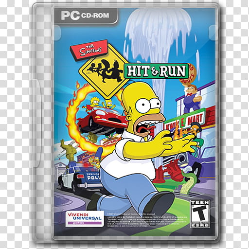 Game Icons , The-Simpsons-Hit-&-Run, Hit & Run PC DVS Rom case transparent background PNG clipart