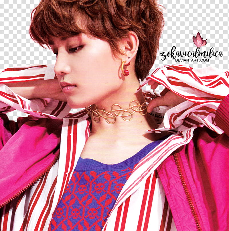 NCT  Taeil Cherry Bomb, woman wearing pink top transparent background PNG clipart