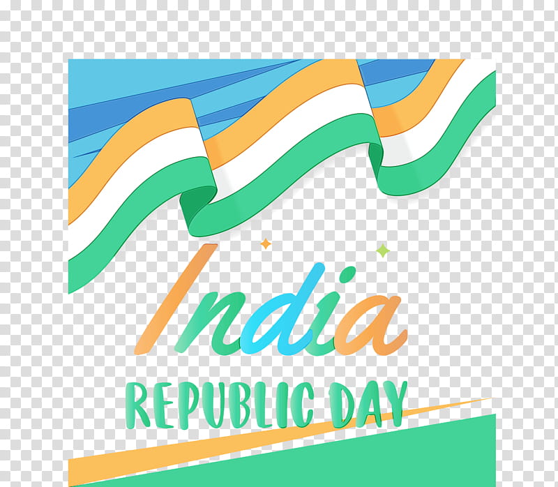 text aqua logo turquoise line, Happy India Republic Day, 26 January, Watercolor, Paint, Wet Ink transparent background PNG clipart