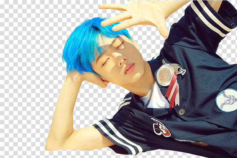 NCT DREAM WE YOUNG RENDER JISUNG, man blocking sunlight from hitting his face using his hands while lying down transparent background PNG clipart