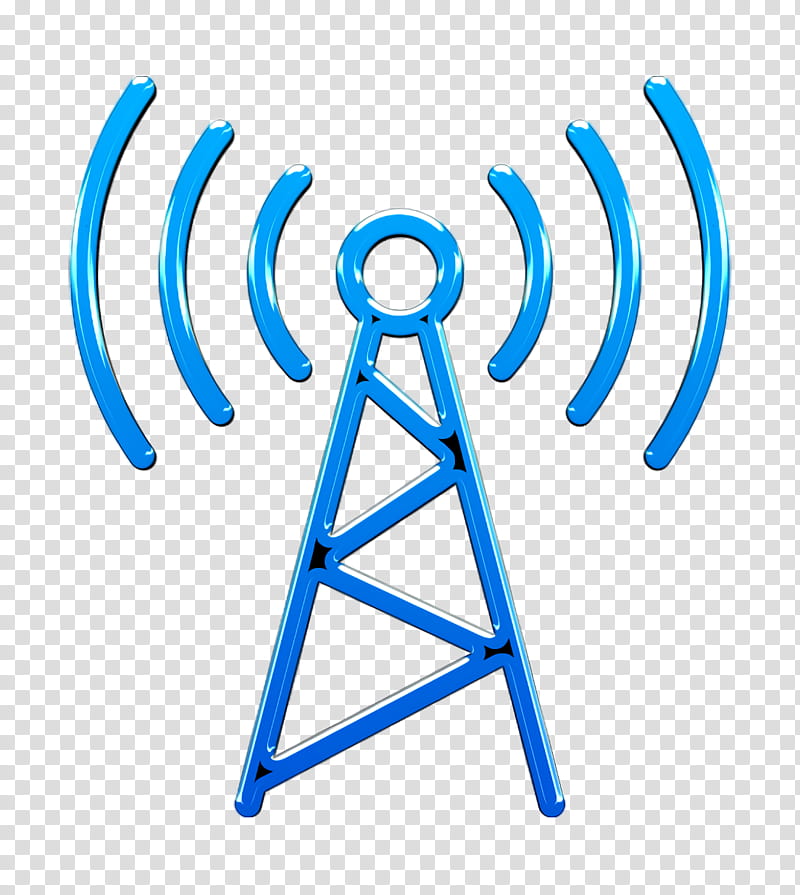 Communication icon Antenna icon, Line, Logo, Electric Blue, Symbol transparent background PNG clipart