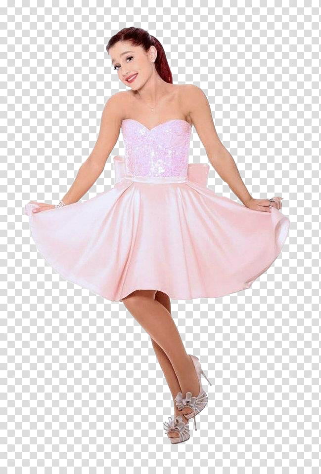 Ariana Grande , women's pink spaghetti strap dress transparent background PNG clipart