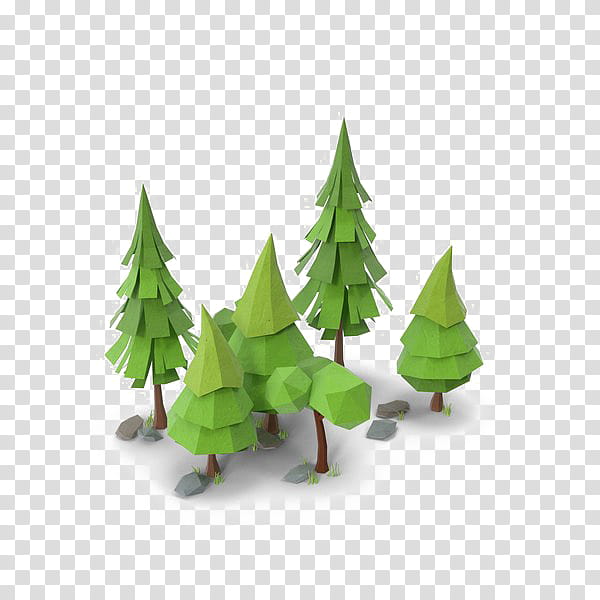 Origami Christmas Tree, Low Poly, Pine, Forest, Fir, 3D Computer Graphics, Rendering, Green transparent background PNG clipart