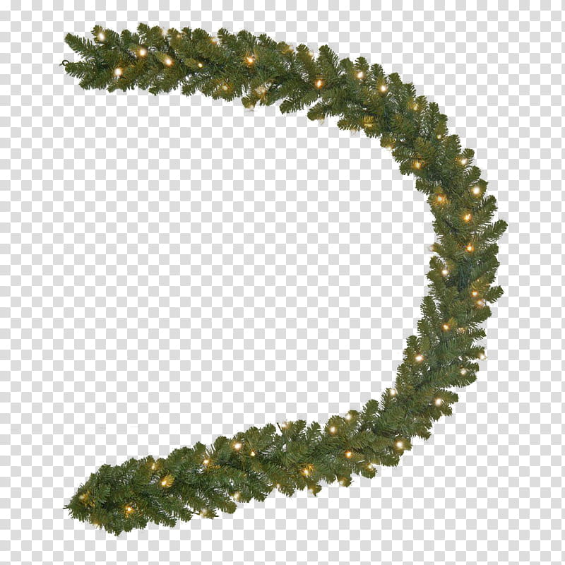 Xmas  Watchers, green garland with string light transparent background PNG clipart